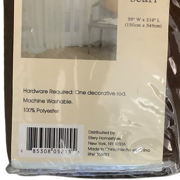 Ellery Homestyles Victoria One Sheer Scarf 59" W X 216" L Chocolate Brown Window - Picture 6 of 6